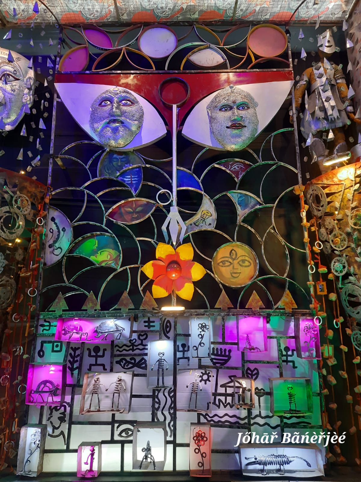 'Pandal A' decorations with scrap metal